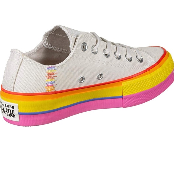 Converse Women's Sneakers in Cream with Rainbow Soles - Picture 12 of 13